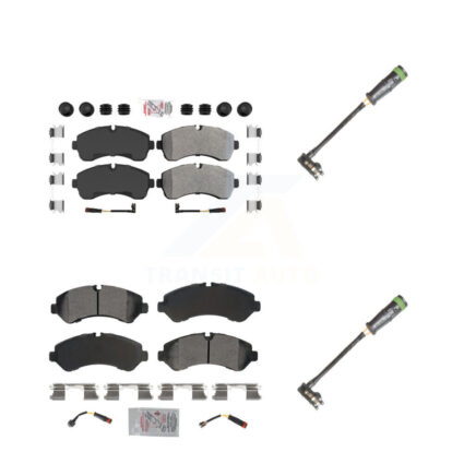 Front Rear Ceramic Disc Brake Pads & Extra Wear Sensor Kit For Freightliner Sprinter 3500 KNW-101131