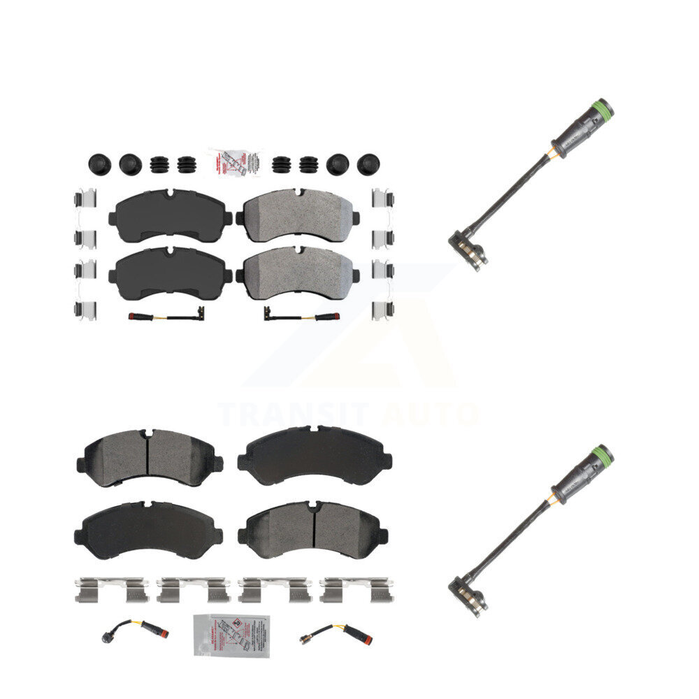 Front Rear Ceramic Disc Brake Pads & Extra Wear Sensor Kit For Freightliner Sprinter 3500 KNW-101131