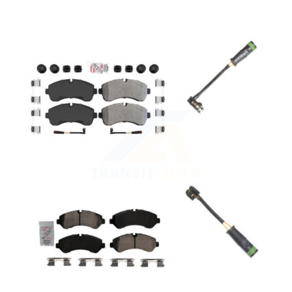 Front Rear Ceramic Disc Brake Pads & Extra Wear Sensor Kit For Freightliner Sprinter 4500 KNW-101132