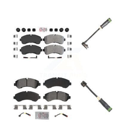 Front Rear Ceramic Disc Brake Pads & Extra Wear Sensor Kit For Freightliner Sprinter 4500 KNW-101133