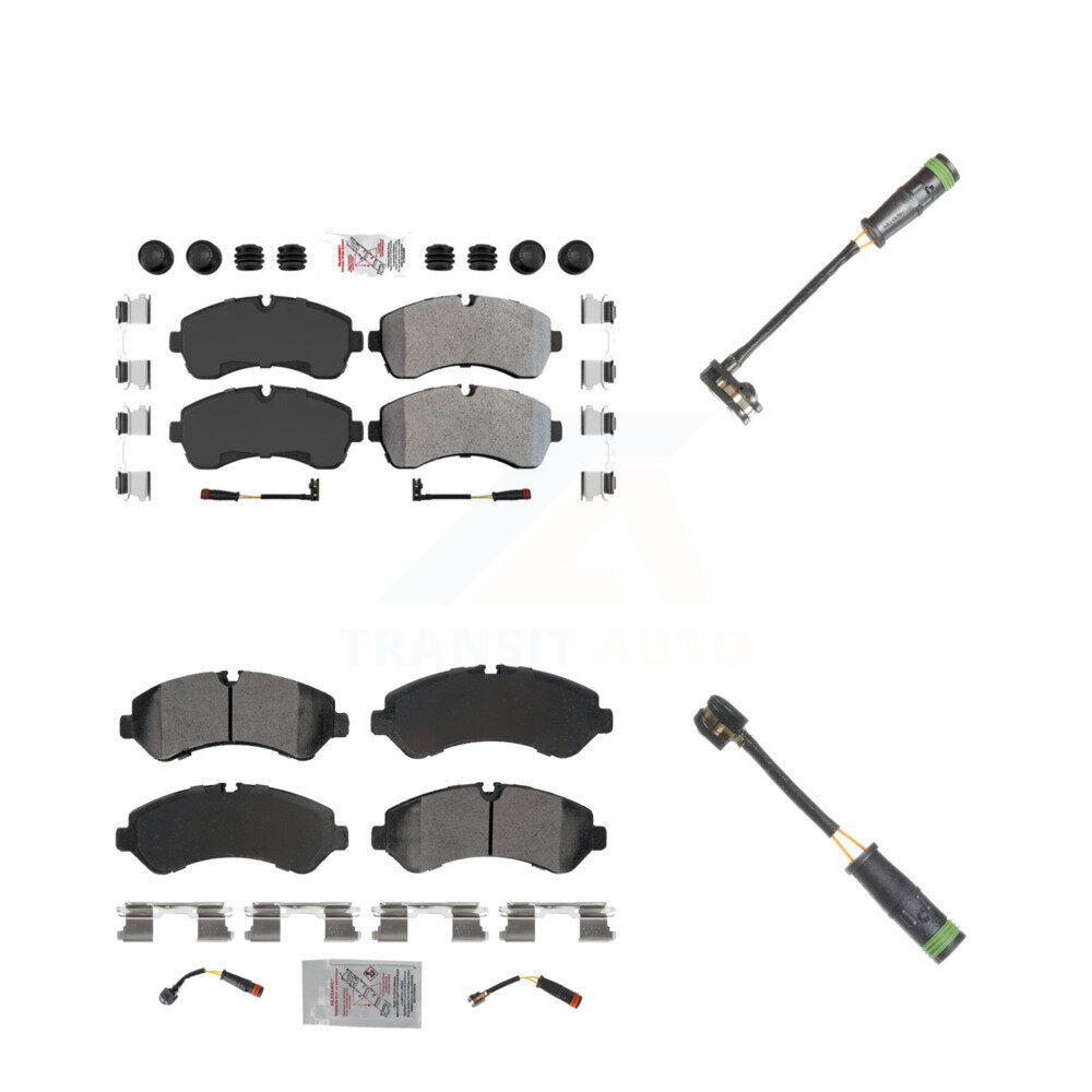 Front Rear Ceramic Disc Brake Pads & Extra Wear Sensor Kit For Freightliner Sprinter 4500 KNW-101133