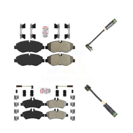 Front Rear Ceramic Disc Brake Pads & Extra Wear Sensor Kit For Freightliner Sprinter 2500 KNW-101135