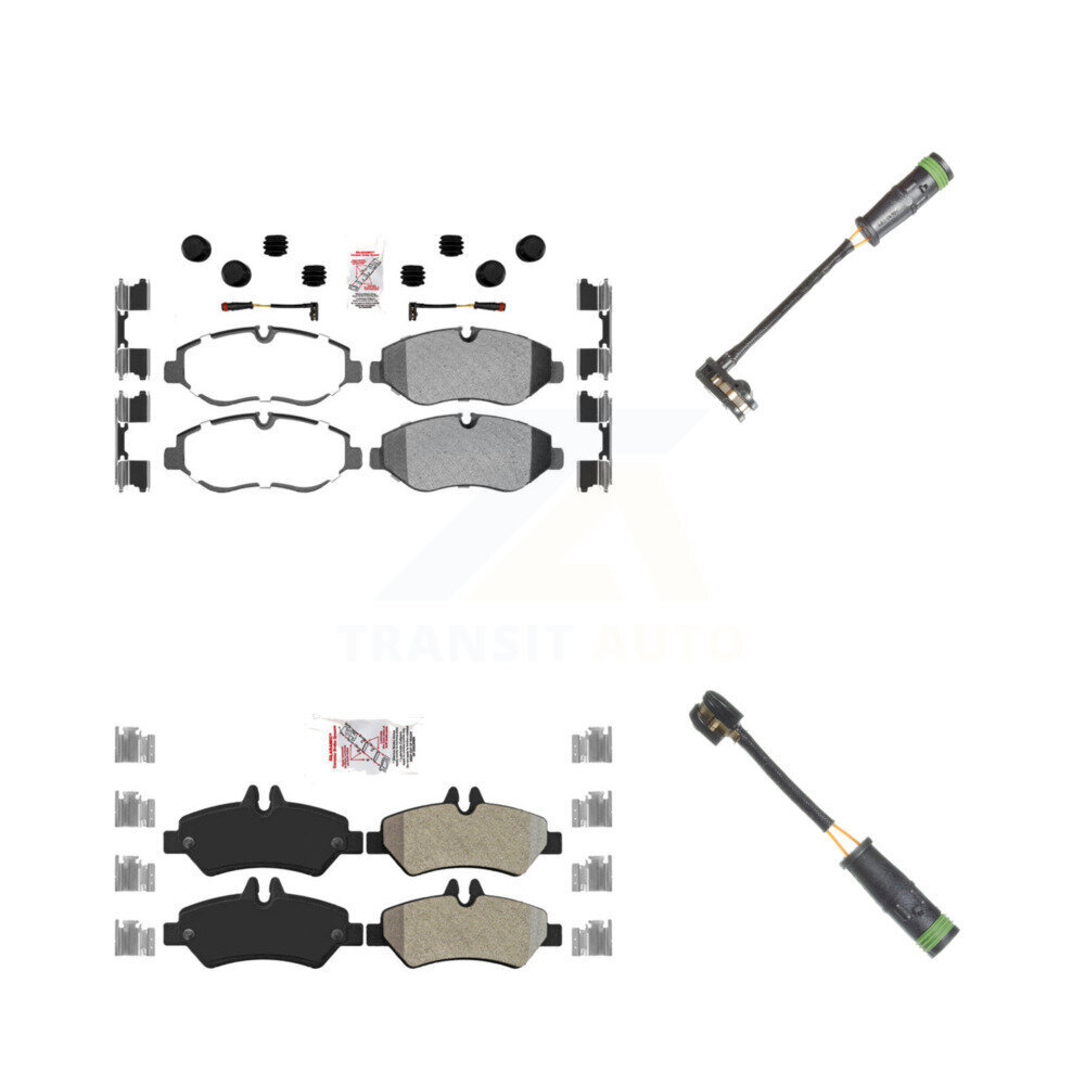 Front Rear Ceramic Disc Brake Pads & Extra Wear Sensor Kit For Freightliner Sprinter 2500 KNW-101136