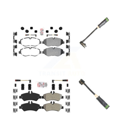 Front Rear Ceramic Disc Brake Pads & Extra Wear Sensor Kit For Freightliner Sprinter 2500 KNW-101137