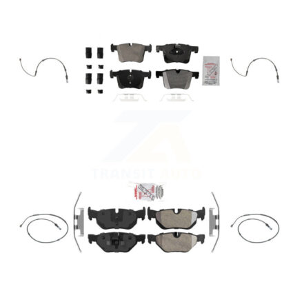 Front Rear Ceramic Disc Brake Pads And Wear Sensors Kit For 2012 BMW 320i 2.0L KNW-101142