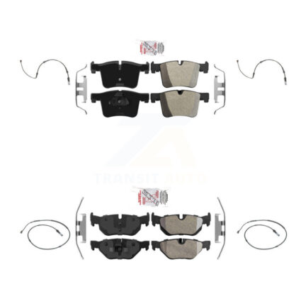 Front Rear Ceramic Disc Brake Pads And Wear Sensors Kit For 2012 BMW 320i 2.0L KNW-101143