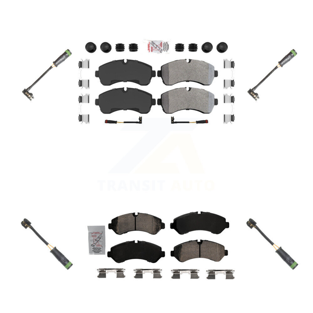 Front Rear Ceramic Disc Brake Pads & Extra Wear Sensor Kit For Freightliner Sprinter 4500 KNW-101148