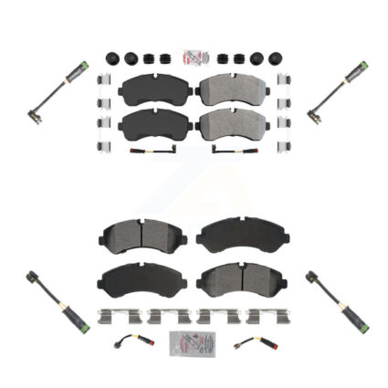 Front Rear Ceramic Disc Brake Pads & Extra Wear Sensor Kit For Freightliner Sprinter 4500 KNW-101149