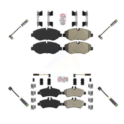 Front Rear Ceramic Disc Brake Pads & Extra Wear Sensor Kit For Freightliner Sprinter 2500 KNW-101151