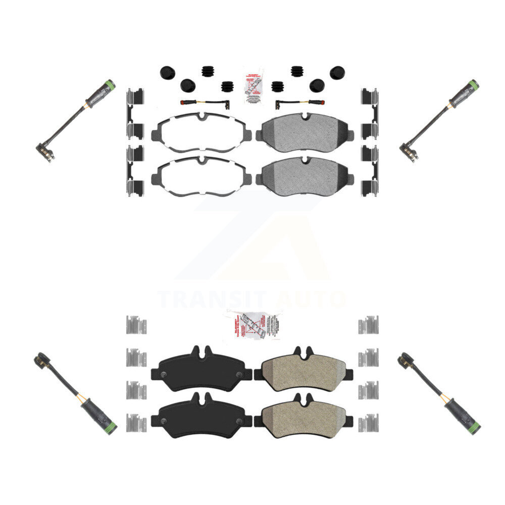 Front Rear Ceramic Disc Brake Pads & Extra Wear Sensor Kit For Freightliner Sprinter 2500 KNW-101152