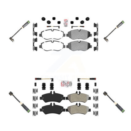 Front Rear Ceramic Disc Brake Pads & Extra Wear Sensor Kit For Freightliner Sprinter 2500 KNW-101153