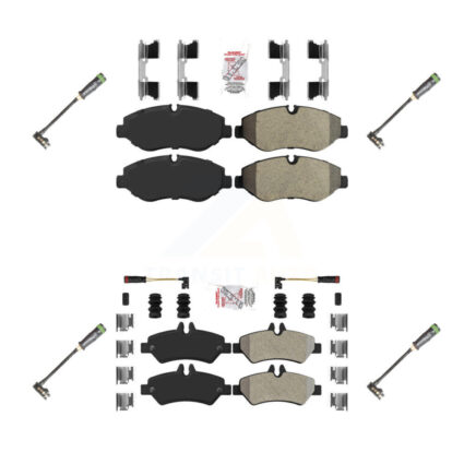 Front Rear Ceramic Brake Pad & Extra Wear Sensor Kit For 10-18 Freightliner Sprinter 2500 KNW-101157