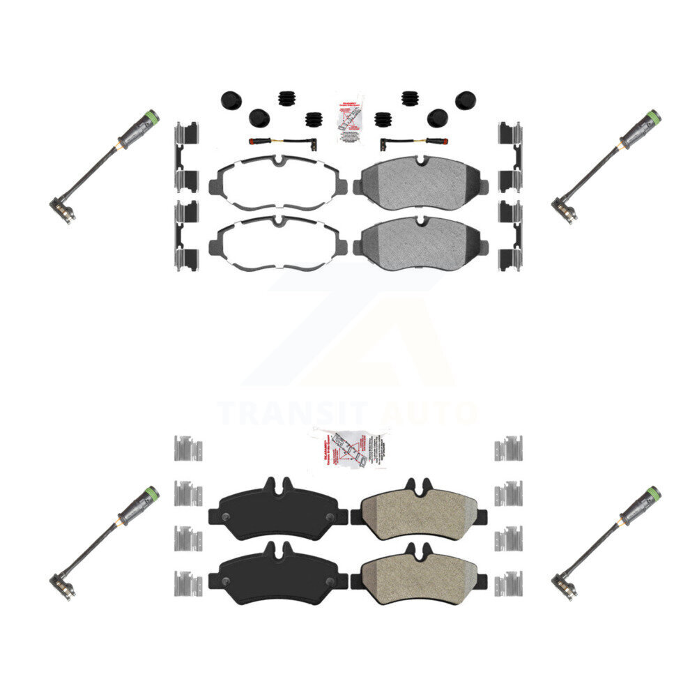 Front Rear Ceramic Brake Pad & Extra Wear Sensor Kit For 10-18 Freightliner Sprinter 2500 KNW-101158