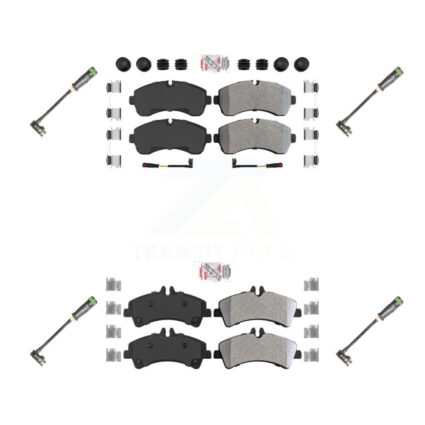 Front Rear Ceramic Disc Brake Pads & Extra Wear Sensor Kit For Freightliner Sprinter 3500 KNW-101160