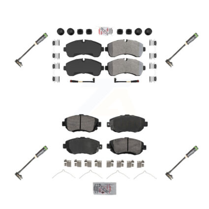 Front Rear Ceramic Brake Pads & Extra Wear Sensor Kit For Freightliner Sprinter 2500 3500 KNW-101164