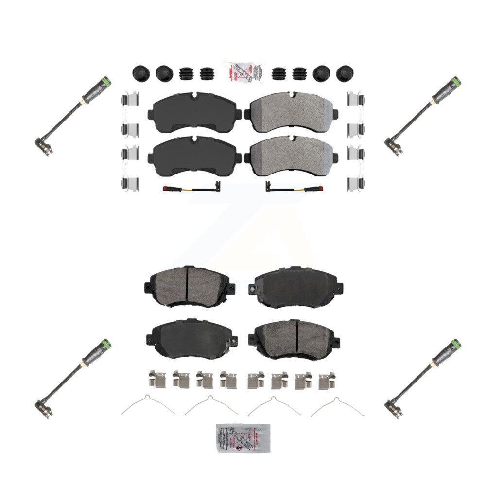 Front Rear Ceramic Brake Pads & Extra Wear Sensor Kit For Freightliner Sprinter 2500 3500 KNW-101164