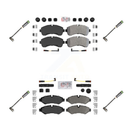 Front Rear Ceramic Brake Pads & Extra Wear Sensor Kit For Freightliner Sprinter 2500 3500 KNW-101165
