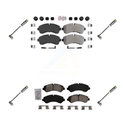 Front Rear Ceramic Disc Brake Pads & Extra Wear Sensor Kit For Freightliner Sprinter 3500 KNW-101166