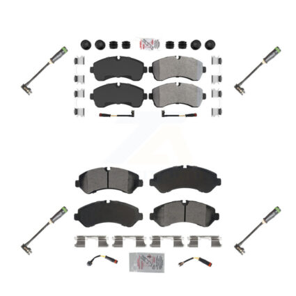 Front Rear Ceramic Disc Brake Pads & Extra Wear Sensor Kit For Freightliner Sprinter 3500 KNW-101167