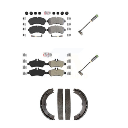 Front Rear Ceramic Brake Pad & Extra Wear Sensor Kit (5Pc) For Freightliner Sprinter 3500 KNW-101170