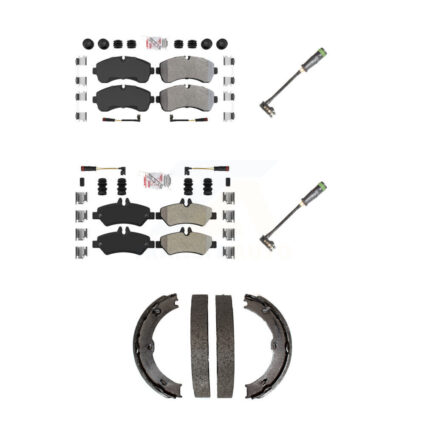 Front Rear Ceramic Brake Pad & Extra Wear Sensor Kit (5Pc) For Freightliner Sprinter 3500 KNW-101171
