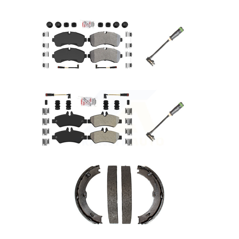 Front Rear Ceramic Brake Pad & Extra Wear Sensor Kit (5Pc) For Freightliner Sprinter 3500 KNW-101171