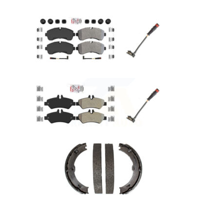Front Rear Ceramic Brake Pads Extra Wear Sensor Kit (5Pc) For 09 Dodge Sprinter 3500 3.0L KNW-101174