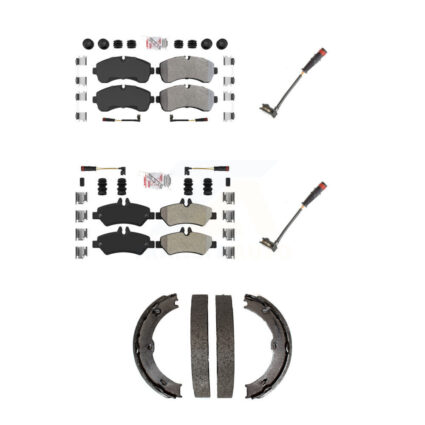 Front Rear Ceramic Brake Pads Extra Wear Sensor Kit (5Pc) For 09 Dodge Sprinter 3500 3.0L KNW-101175