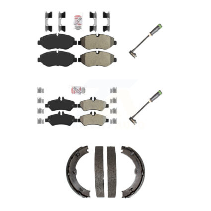 Front Rear Ceramic Brake Pad & Wear Sensor Kit (5Pc) For 10-18 Freightliner Sprinter 2500 KNW-101181