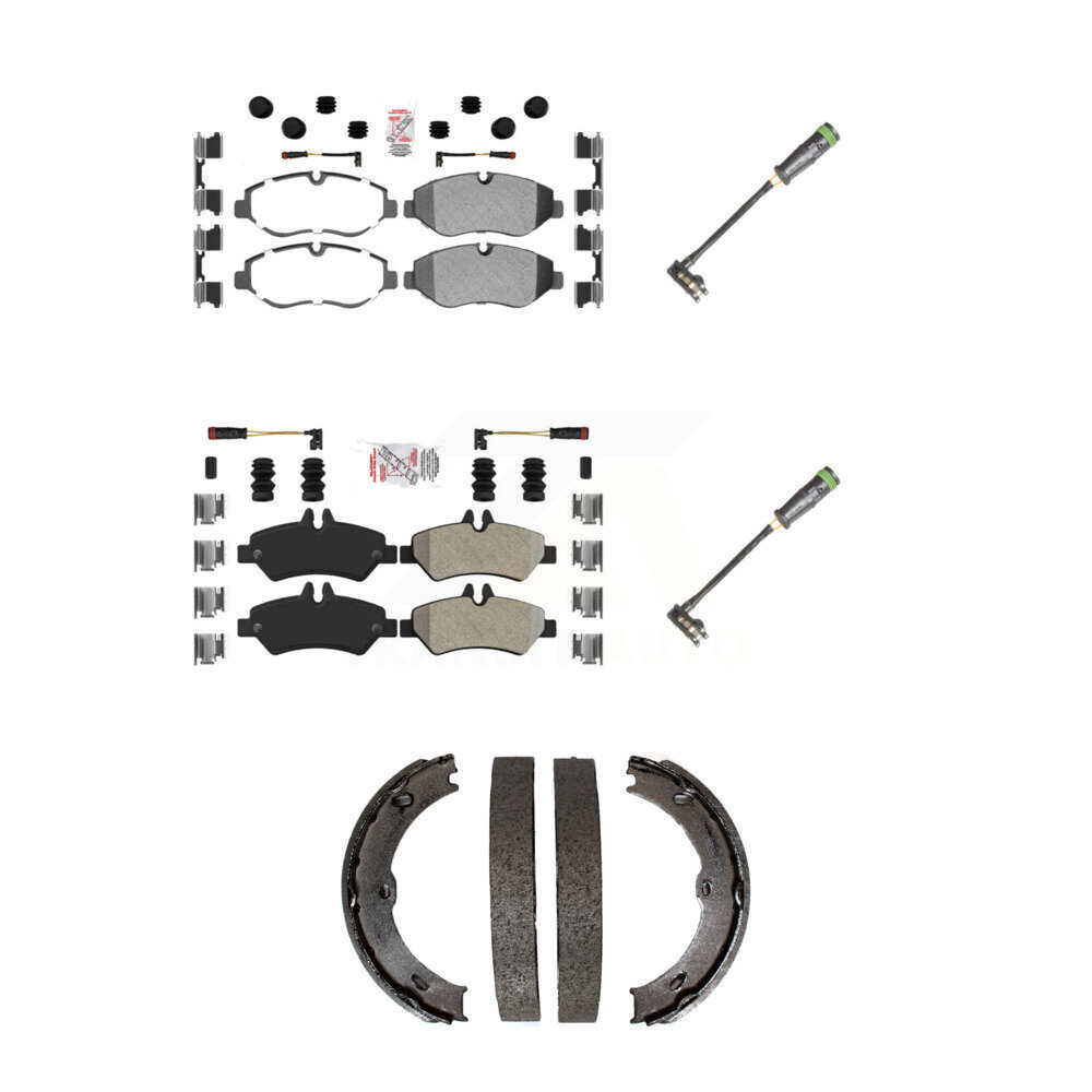 Front Rear Ceramic Brake Pad & Extra Wear Sensor Kit (5Pc) For Freightliner Sprinter 2500 KNW-101184