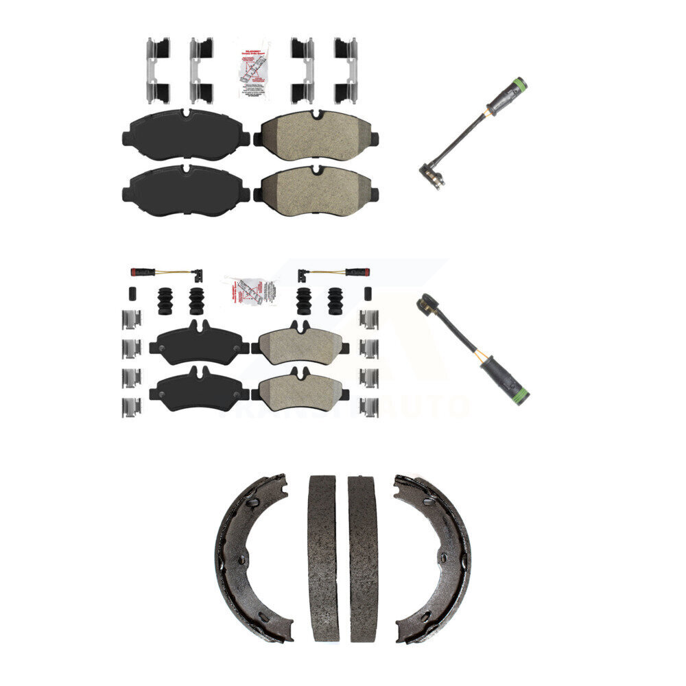 Front Rear Ceramic Brake Pad & Extra Wear Sensor Kit (5Pc) For Freightliner Sprinter 2500 KNW-101187