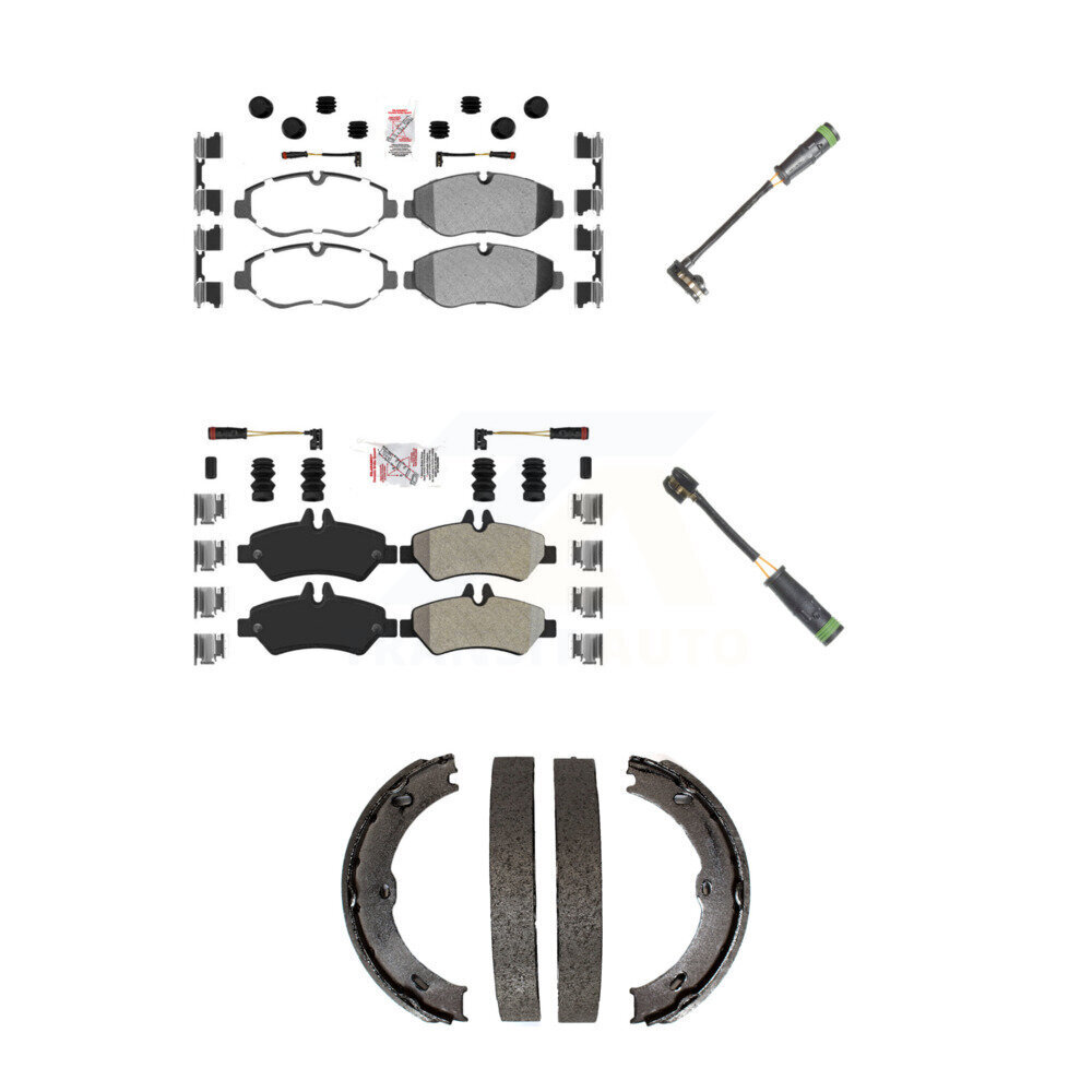 Front Rear Ceramic Brake Pad & Extra Wear Sensor Kit (5Pc) For Freightliner Sprinter 2500 KNW-101188