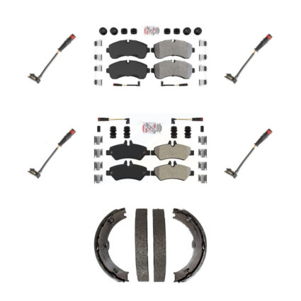 Front Rear Ceramic Brake Pads Extra Wear Sensor Kit (7Pc) For 09 Dodge Sprinter 3500 3.0L KNW-101202