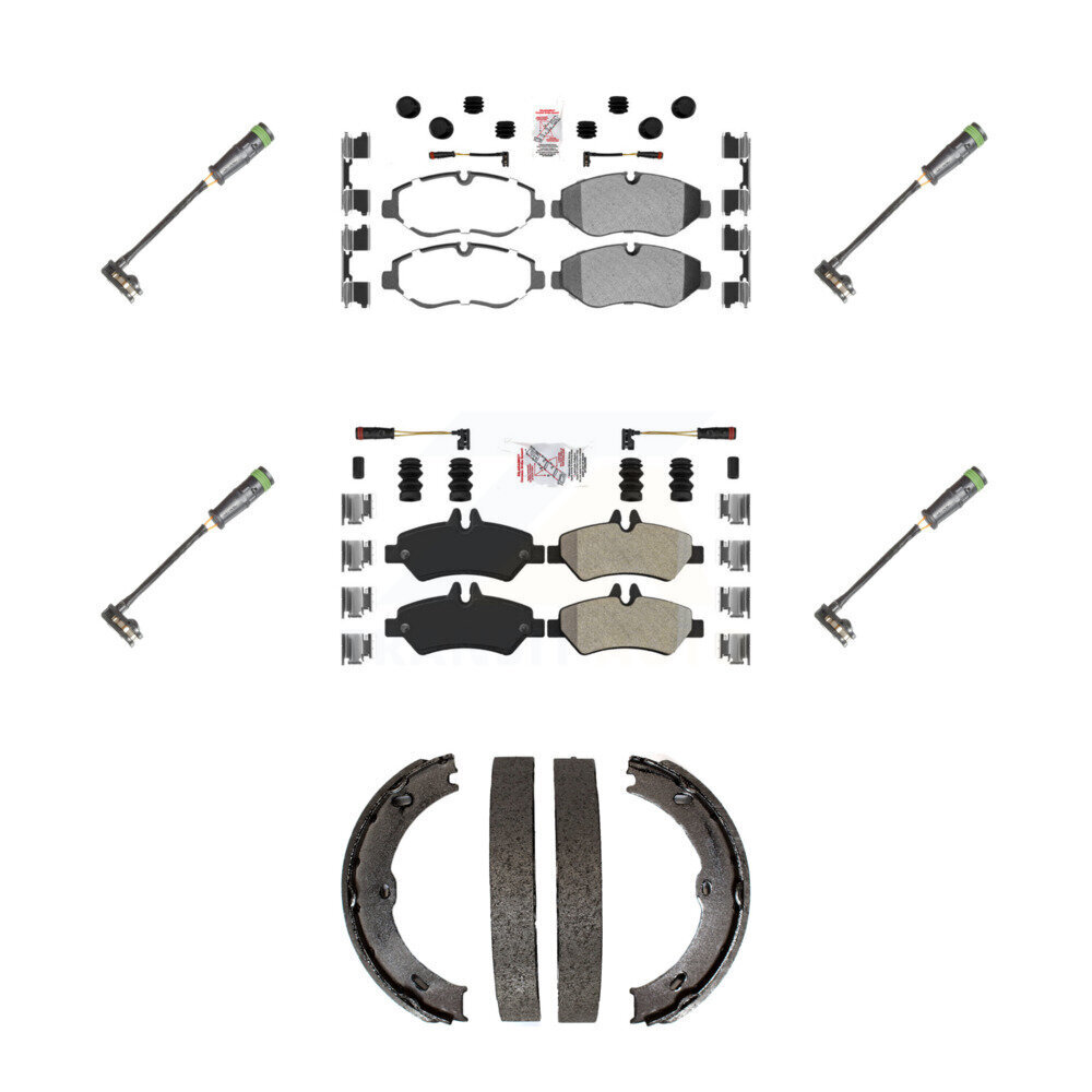 Front Rear Ceramic Brake Pad & Extra Wear Sensor Kit (7Pc) For Freightliner Sprinter 2500 KNW-101213