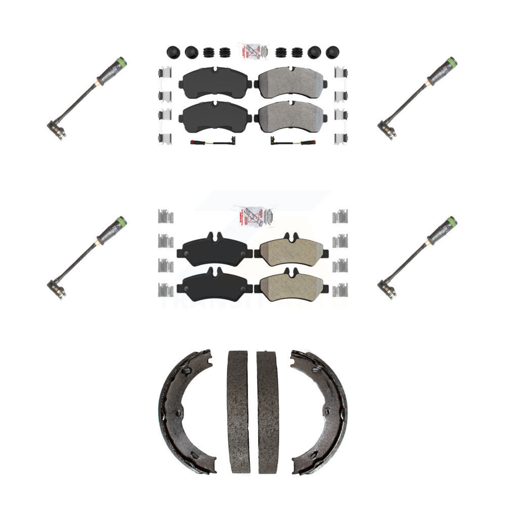 Front Rear Ceramic Brake Pad & Extra Wear Sensor Kit (7Pc) For Freightliner Sprinter 3500 KNW-101214