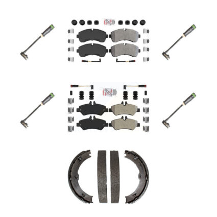 Front Rear Ceramic Brake Pad & Extra Wear Sensor Kit (7Pc) For Freightliner Sprinter 3500 KNW-101215