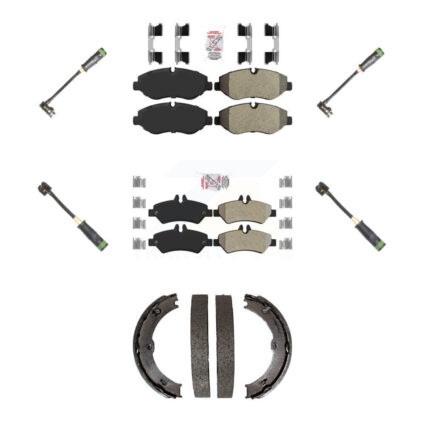 Front Rear Ceramic Disc Brake Pads & Wear Sensor Kit (7Pc) For Freightliner Sprinter 2500 KNW-101218
