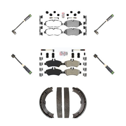 Front Rear Ceramic Brake Pad & Extra Wear Sensor Kit (7Pc) For Freightliner Sprinter 2500 KNW-101221