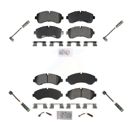 Front Rear Ceramic Disc Brake Pads & Extra Wear Sensor Kit For Freightliner Sprinter 4500 KNW-101264