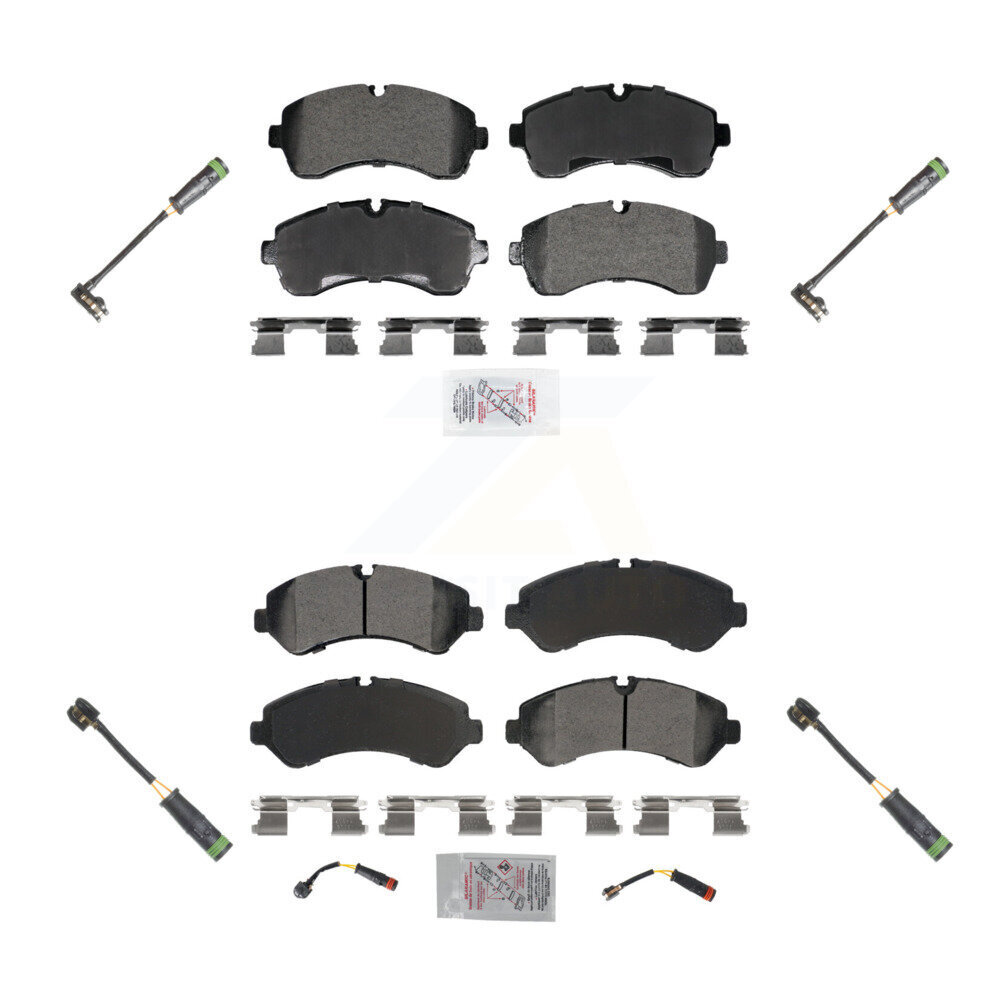 Front Rear Ceramic Disc Brake Pads & Extra Wear Sensor Kit For Freightliner Sprinter 4500 KNW-101264