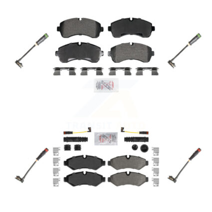 Front Rear Ceramic Brake Pad & Extra Wear Sensor Kit For Mercedes-Benz Sprinter 2500 1500 KNW-101279