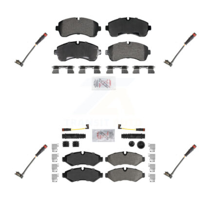 Front Rear Ceramic Brake Pad & Extra Wear Sensor Kit For Mercedes-Benz Sprinter 2500 1500 KNW-101281