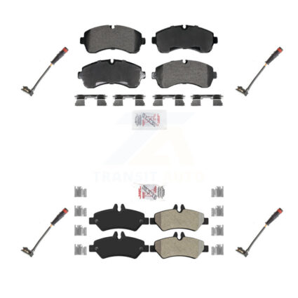 Front Rear Ceramic Disc Brake Pads And Wear Sensors Kit For 2009 Dodge Sprinter 3500 3.0L KNW-101282