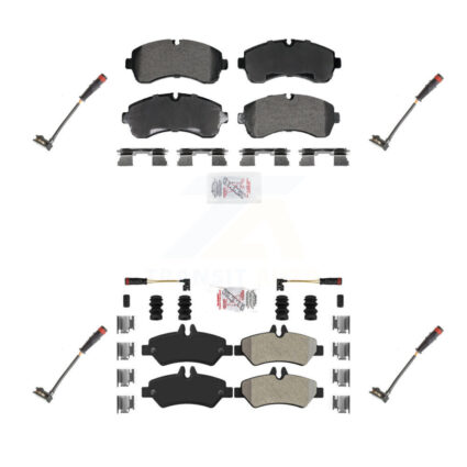 Front Rear Ceramic Disc Brake Pad Extra Wear Sensor Kit For 2009 Dodge Sprinter 3500 3.0L KNW-101283