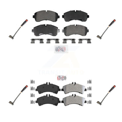 Front Rear Ceramic Disc Brake Pads And Wear Sensors Kit For 2009 Dodge Sprinter 3500 3.0L KNW-101285