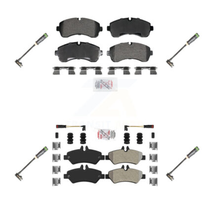 Front Rear Ceramic Disc Brake Pads & Extra Wear Sensor Kit For Freightliner Sprinter 3500 KNW-101287