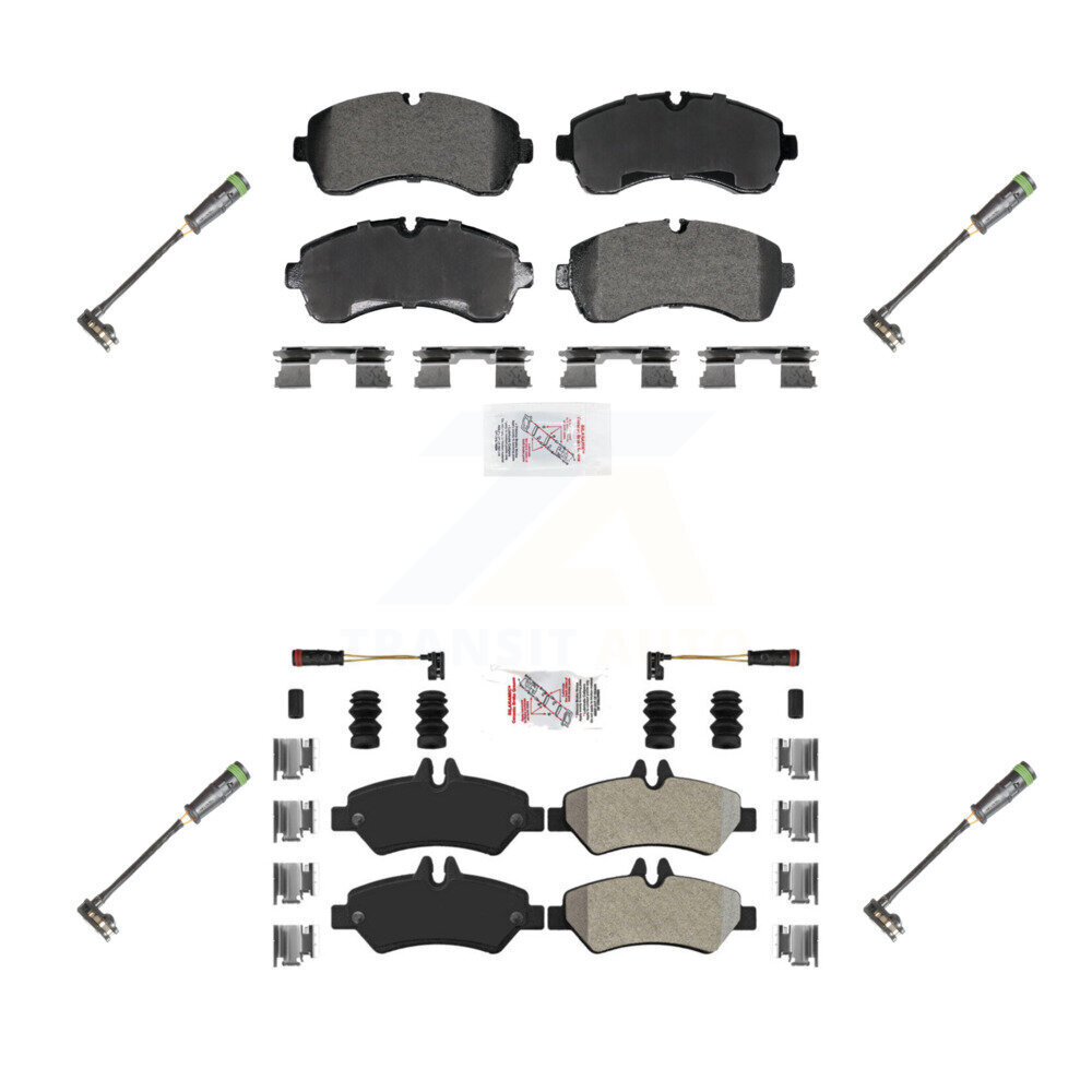 Front Rear Ceramic Disc Brake Pads & Extra Wear Sensor Kit For Freightliner Sprinter 3500 KNW-101287