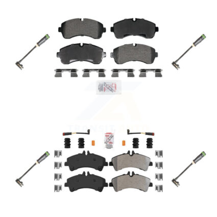 Front Rear Ceramic Disc Brake Pads & Extra Wear Sensor Kit For Freightliner Sprinter 3500 KNW-101288