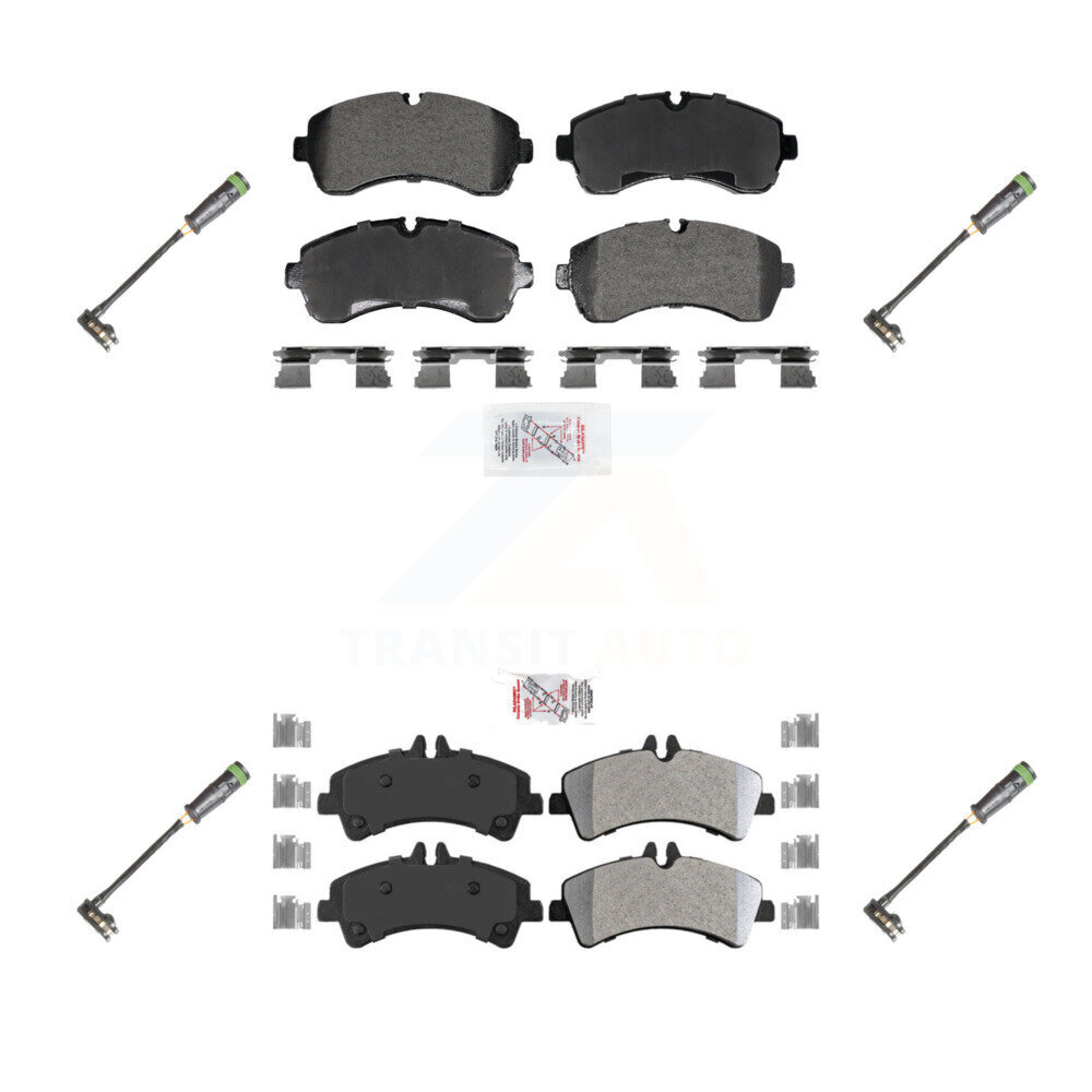 Front Rear Ceramic Disc Brake Pads And Wear Sensors Kit For Freightliner Sprinter 3500 KNW-101289