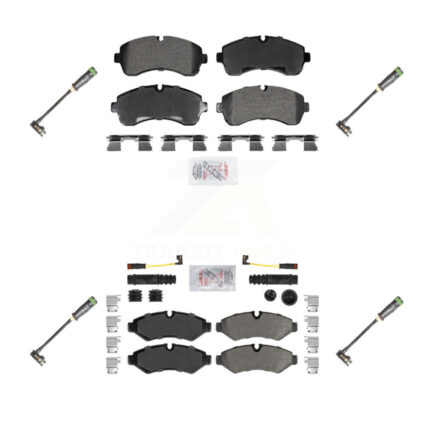 Front Rear Ceramic Brake Pads & Extra Wear Sensor Kit For Freightliner Sprinter 2500 3500 KNW-101291